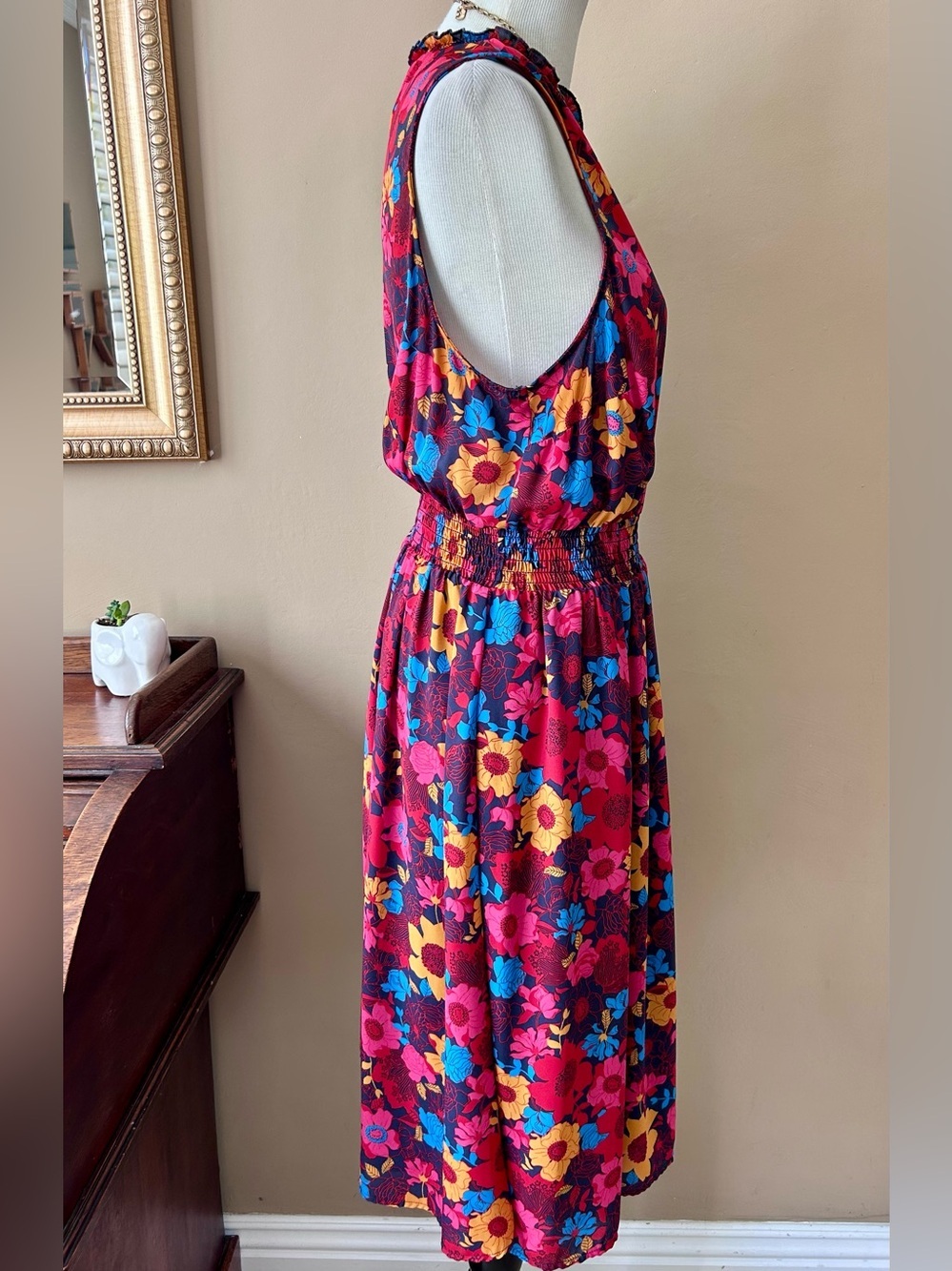 Modcloth Savor The Occasion Floral Sleeveless High Neck A-Line Dress Size 2X - Picture 7 of 9